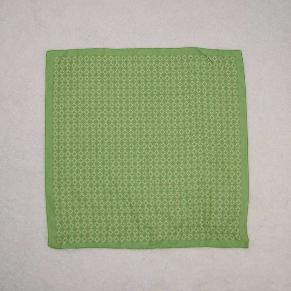 Vintage green square scarf, circle geometry  pattern sheer chiffon scarf
